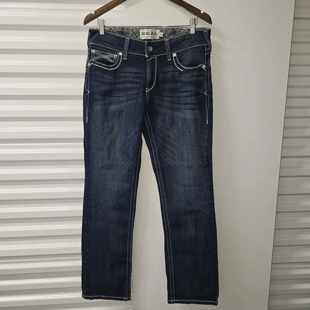 Ariat REAL Denim Womens Jeans 34x31 Medium Wash Stretch Bootcut Western